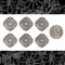 Antiqued Silver Plated Brass Shield Charms Accents - Set of Six - S-C210